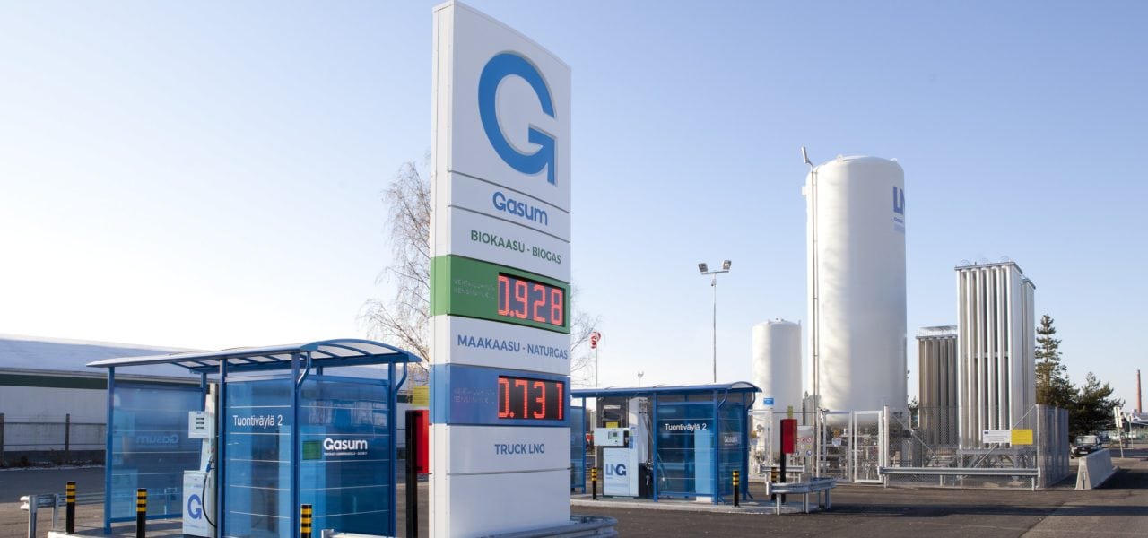 Eine CNG-Tankstelle von Gasom in Turku.